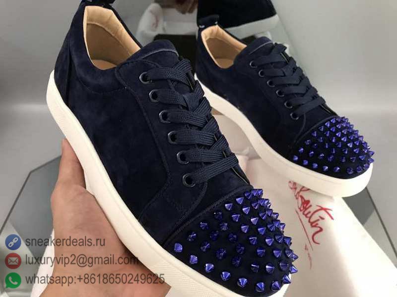 CHRISTIAN LOUBOUTIN UNISEX LOW SNEAKERS NAVY SUEDE RIVETS D8010260